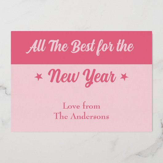 メリークリスマスにフォトボーブルを追加ピンク実在色 箔シーズンカード (裏面)