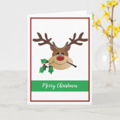 メリークリスマスにミスタントリーを飾ったかわいいトナカイ カード (黄色い花)