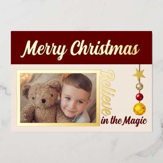 メリークリスマスに写真のボーブルの星がブルゴーニュを追加 箔シーズンカード (正面)