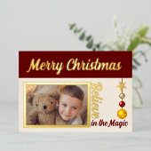 メリークリスマスに写真のボーブルの星がブルゴーニュを追加 箔シーズンカード (立ち正面)