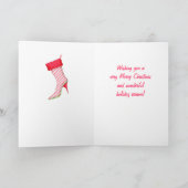 メリークリスマスに貯蔵するペパーミントのハイヒールのブーツ シーズンカード (内部)