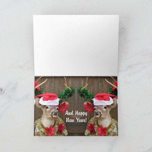 メリークリスマスのおもしろいなバッファローの赤い屋根付橋 シーズンカード (内部)