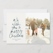 メリークリスマスのおもしろいグリーンファミリーの写真 シーズンカード (正面)