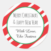 メリークリスマスのお正月を飾るキャンディーケーン ラウンドシール (正面)