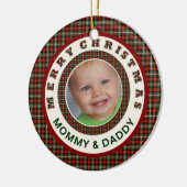 メリークリスマスのお母さんおよびお父さんのカスタムの写真 セラミックオーナメント (左)