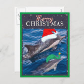 メリークリスマスのお母さんおよびベビーのイルカの郵便はがき シーズンポストカード (正面/裏面)