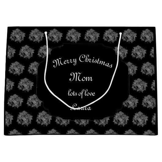 メリークリスマスのお母さんのポインセチアのデザイン ラージペーパーバッグ (正面)