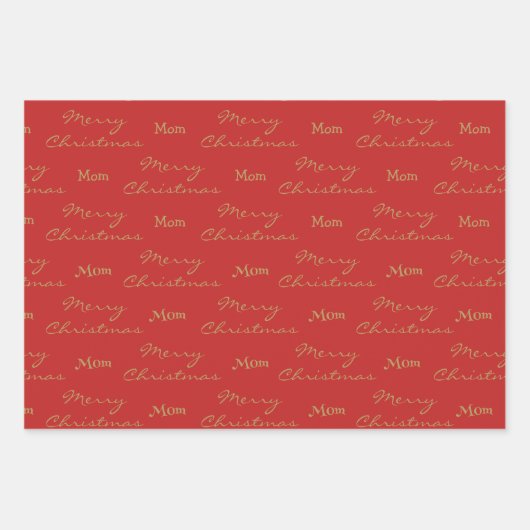 メリークリスマスのお母さん |ハッピーホリデーズグリーンとレッド ラッピングペーパーシート (正面2)