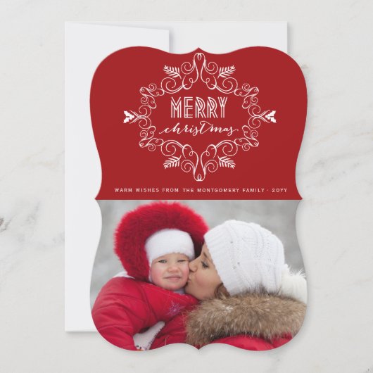 メリークリスマスのお祝いの群葉の休日の写真カード シーズンカード (正面)