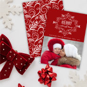 メリークリスマスのお祝いの群葉の休日の写真カード シーズンカード