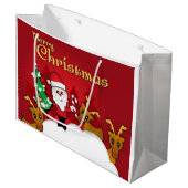 メリークリスマスのかわいいサンタクロースの漫画 ラージペーパーバッグ (正面アングル)