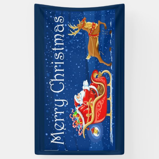 メリークリスマスのかわいいサンタクロースの漫画 横断幕 (縦)