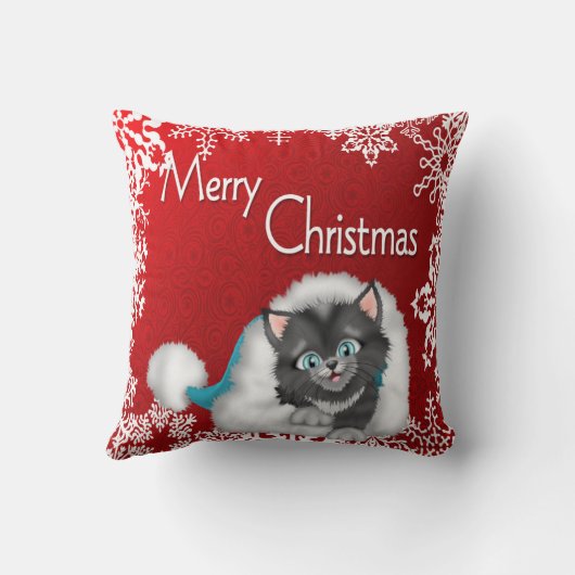 メリークリスマスのかわいい子猫の枕 クッション (裏面)