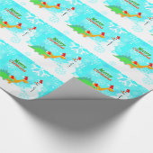 メリークリスマスのかわいい恐竜 ラッピングペーパー (角)