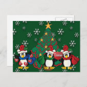 メリークリスマスのかわいい漫画のペンギン シーズンポストカード (正面/裏面)