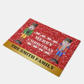 メリークリスマスのくるみ割りの赤い金ゴールドの歓迎 ドアマット (アングル)