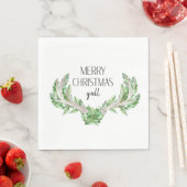 メリークリスマスのすべての葉の〔雄ジカの〕枝角 スタンダードランチョンナプキン (インサイチュ)