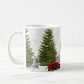 メリークリスマスのためのヴィンテージの子供及びWestieの願い コーヒーマグカップ (左)