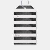 メリークリスマスのはっきりしたで黒い及び白のストライプ及び星 ギフトタグ (裏面)