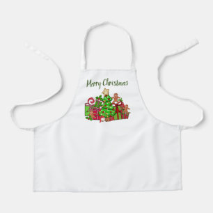 メリークリスマスのまわりにのプレゼント エプロン