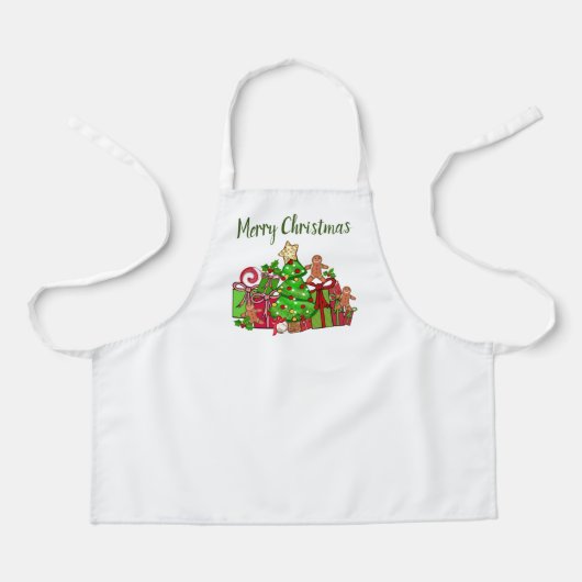 メリークリスマスのまわりにのプレゼント エプロン (正面)
