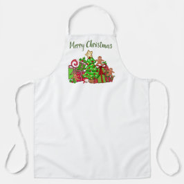 メリークリスマスのまわりにのプレゼント エプロン