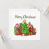 メリークリスマスのまわりにのプレゼント カード (正面/裏面インサイチュ)