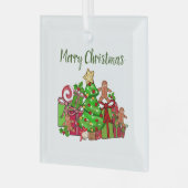 メリークリスマスのまわりにのプレゼント ガラスオーナメント (正面左)