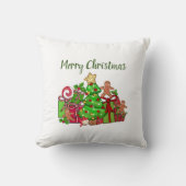 メリークリスマスのまわりにのプレゼント クッション (正面)