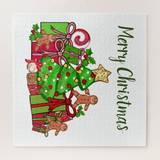 メリークリスマスのまわりにのプレゼント ジグソーパズル (横)