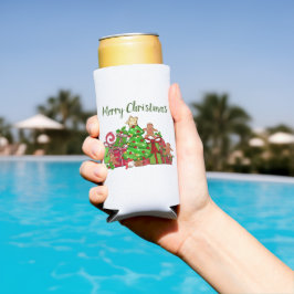 メリークリスマスのまわりにのプレゼント スリム缶クーラー