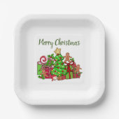 メリークリスマスのまわりにのプレゼント ペーパープレート (正面)