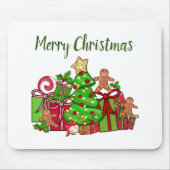 メリークリスマスのまわりにのプレゼント マウスパッド (正面)