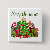 メリークリスマスのまわりにのプレゼント 缶バッジ (正面)