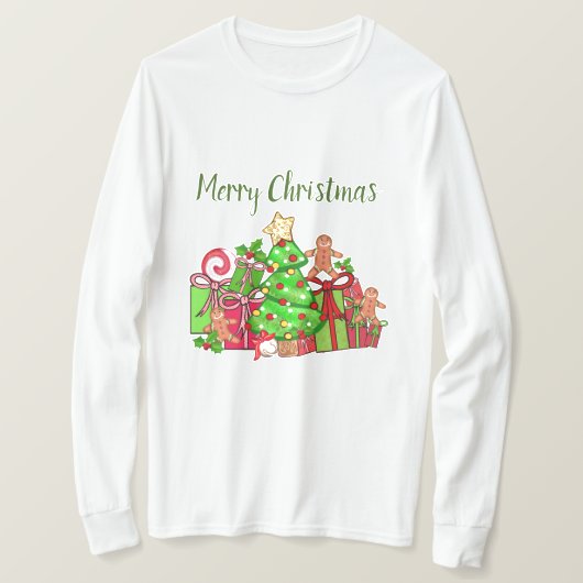 メリークリスマスのまわりにのプレゼント Tシャツ (デザイン正面)