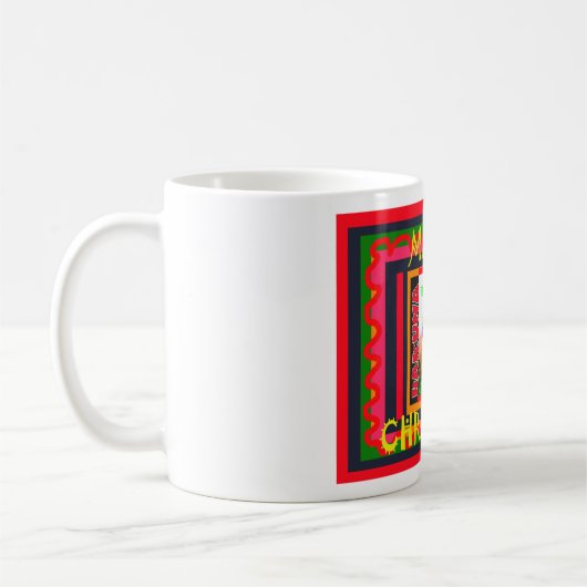 メリークリスマスのまわりに世の中は嬉しい コーヒーマグカップ (左)