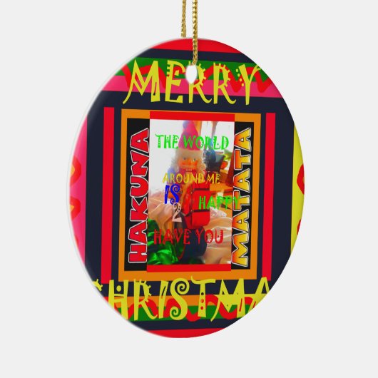 メリークリスマスのまわりに世の中は嬉しい セラミックオーナメント (右)