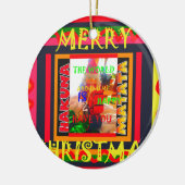 メリークリスマスのまわりに世の中は嬉しい セラミックオーナメント (左)