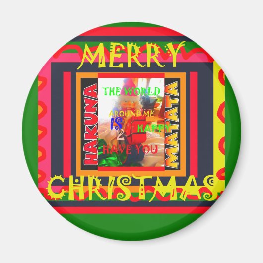 メリークリスマスのまわりに世の中は嬉しい マグネット (正面)