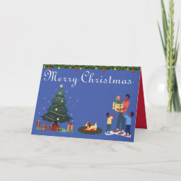 メリークリスマスのアフリカ系アメリカ人家族 カード