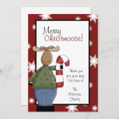 メリークリスマスのアメリカヘラジカのクリスマスのサンキューカード サンキューカード (正面/裏面)