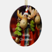 メリークリスマスのアメリカヘラジカの国のクリスマスのオーナメント セラミックオーナメント (右)