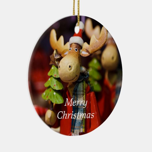 メリークリスマスのアメリカヘラジカの国のクリスマスのオーナメント セラミックオーナメント (右)