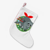 メリークリスマスのアライグマストッキング スモールクリスマスストッキング (正面 (吊り時))