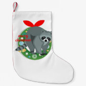 メリークリスマスのアライグマストッキング スモールクリスマスストッキング (正面)