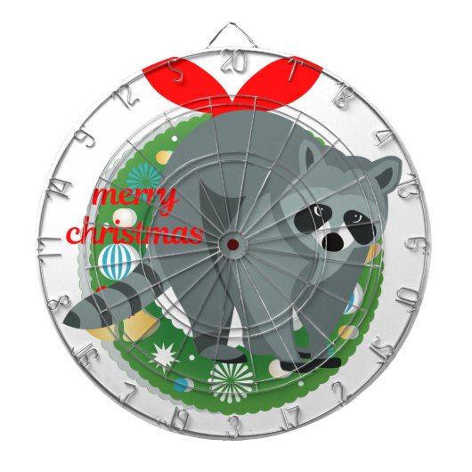 メリークリスマスのアライグマ ダーツボード (正面)