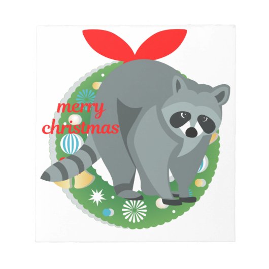 メリークリスマスのアライグマ ノートパッド (正面)