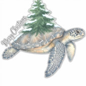 メリークリスマスのウミガメ シール (正面)