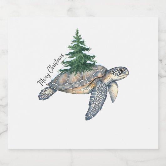 メリークリスマスのウミガメ スパークリングワインラベル (シングルラベル)