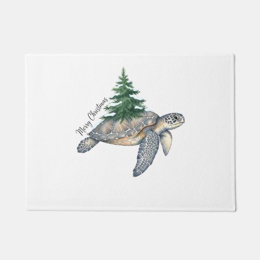 メリークリスマスのウミガメ ドアマット (正面)